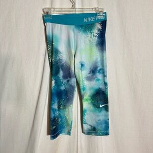 Nike // Nike pro blue, green running capri leggings size small jun2